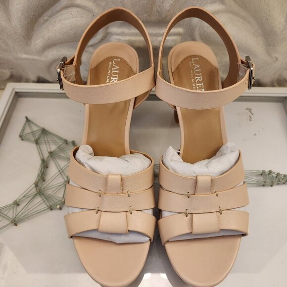 Ralph Lauren " Soffia" Soft Pink Nappa Platform Sandals. NIB. Size 10 - Picture 4 of 10